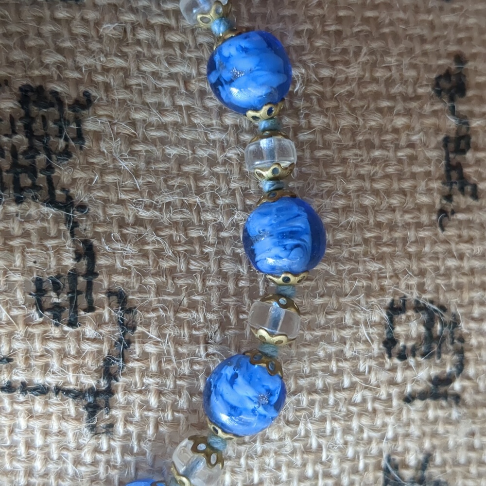 Venetian Glass Blue Beaded Necklace - Picture 3 of 7